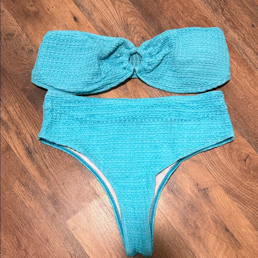 SHEIN Textured Blue Bikini Set